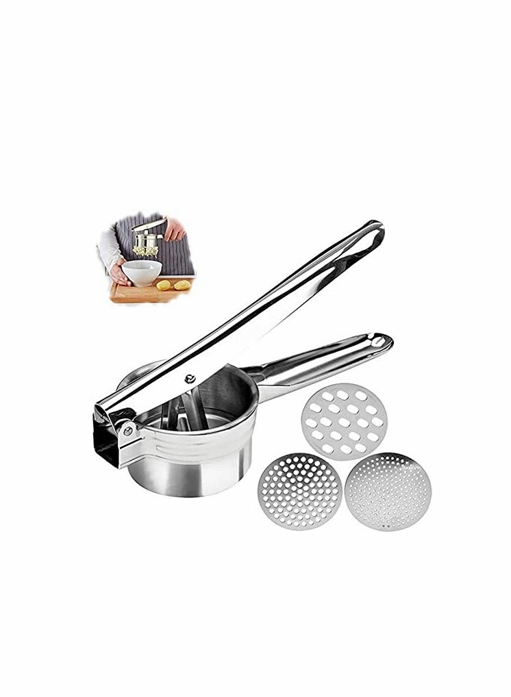 KASTWAVE Stainless Steel Potato Ricer, Potato Masher for Potatoes, Fruits, Vegetables, Yams, Squash, Baby Food and More with 3 Interchangeable Discs for Fine - Image 1