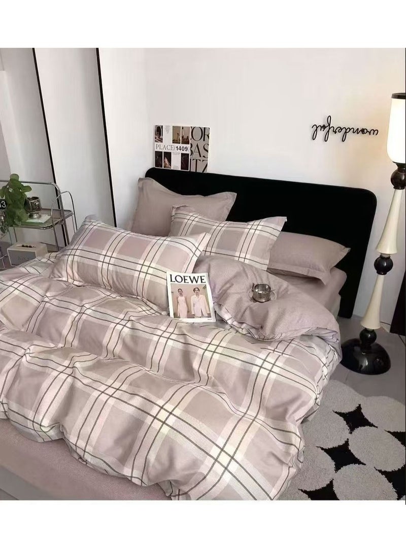 AL RAID Super Soft King Size Duvet Cover Set Hotel Luxury Feel Cotton Material Bedding Set Fad and Wrinkle Resistant Bed Sheet Set Include 1 Fitted Sheet 1 Duvet Cover and 4 Pillowcases