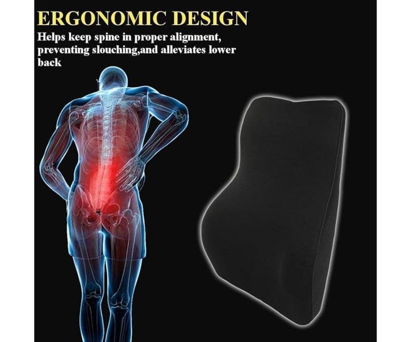 Lower back support pillow for office chair and car seat, medical back pillow to support posture and relieve back pain, comfortable backrest for sitting for long periods (black) - Image 3