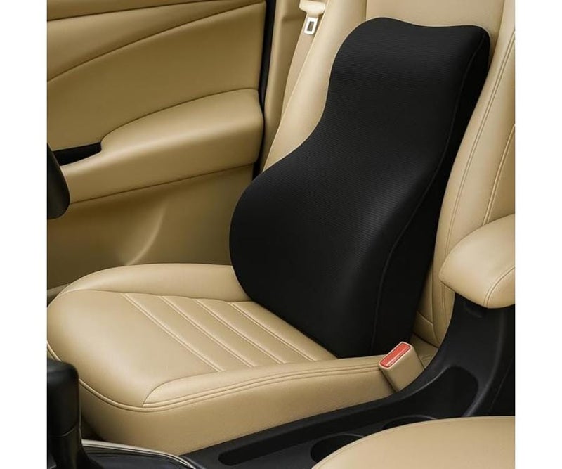 Lower back support pillow for office chair and car seat, medical back pillow to support posture and relieve back pain, comfortable backrest for sitting for long periods (black) - Image 1