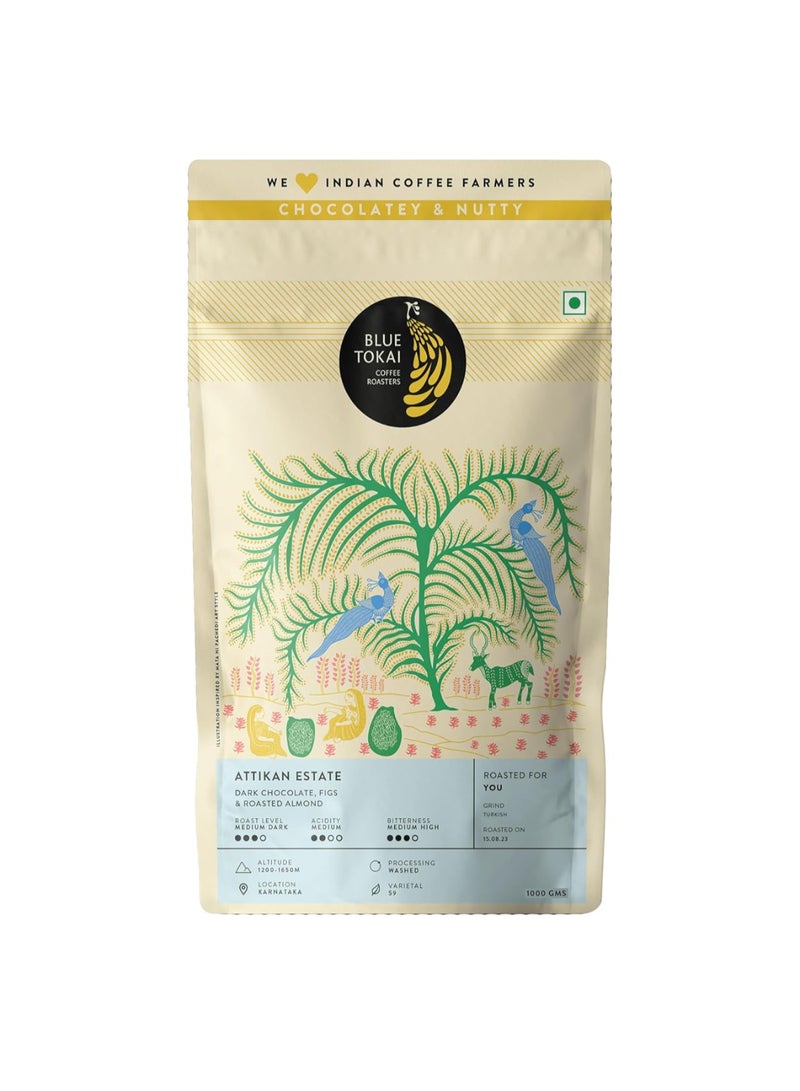 Blue Tokai Coffee Roasters Attikan Estate - Medium Dark Roast Pouch | Whole Beans 1Kg - Image 1