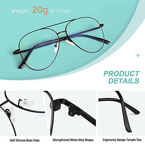 GQUEEN Fake Glasses Women Men Clear Lens Metal Frame UV400 Protection Fashion Retro Pilot Style Eyeglasses - Image 3