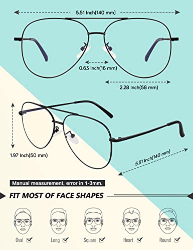 GQUEEN Fake Glasses Women Men Clear Lens Metal Frame UV400 Protection Fashion Retro Pilot Style Eyeglasses - Image 5