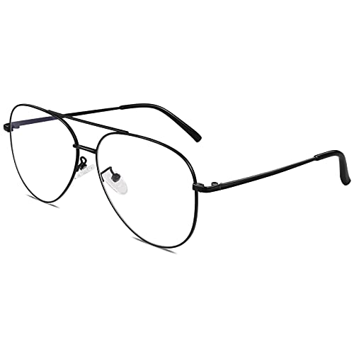GQUEEN Fake Glasses Women Men Clear Lens Metal Frame UV400 Protection Fashion Retro Pilot Style Eyeglasses - Image 1
