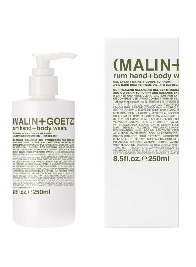MALIN + GOETZ Malin & Goetz Rum Hand + Body Wash 250ml - Image 1