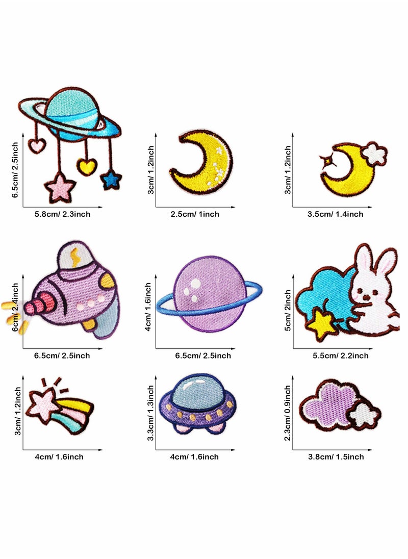 KASTWAVE Purple Space Astronaut Iron On Patches Applique Stickers Starry Sky Space Rabbit Space Bear Embroidered for Clothes Jacket T-Shirt DIY Accessories Shoes  21 PCS  - Image 2