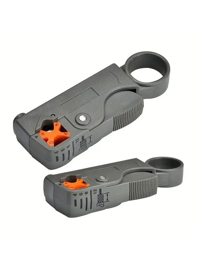 Gray Automatic Wire Stripper Coaxial Cable Cutter Tool Rotary Design Ergonomic Handle - Image 4