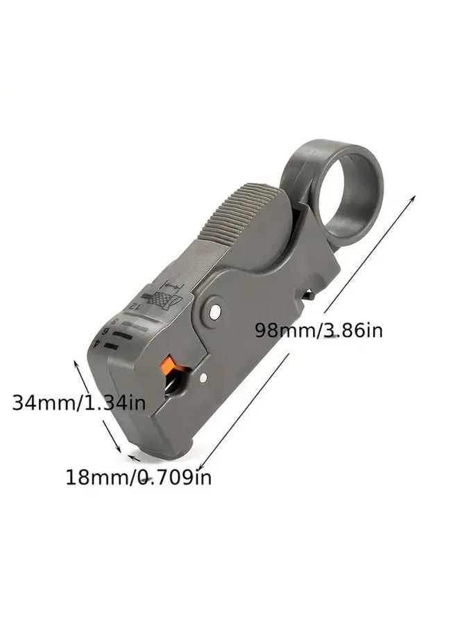 Gray Automatic Wire Stripper Coaxial Cable Cutter Tool Rotary Design Ergonomic Handle - Image 3