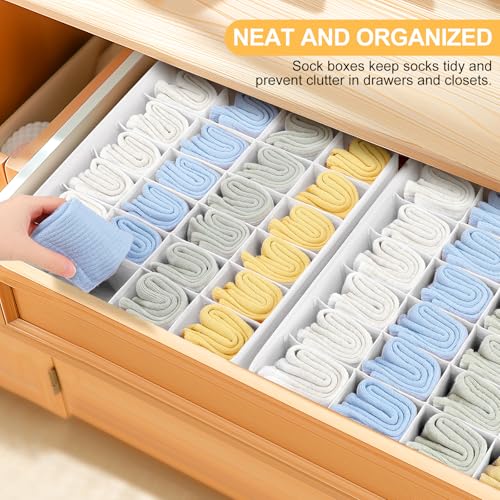 Easortm Sock Organizer 4 Pack, 24 Cell Foldable Underwear & Sock Storage, Drawer Organizer for Ties, Belts. (White) - Image 3