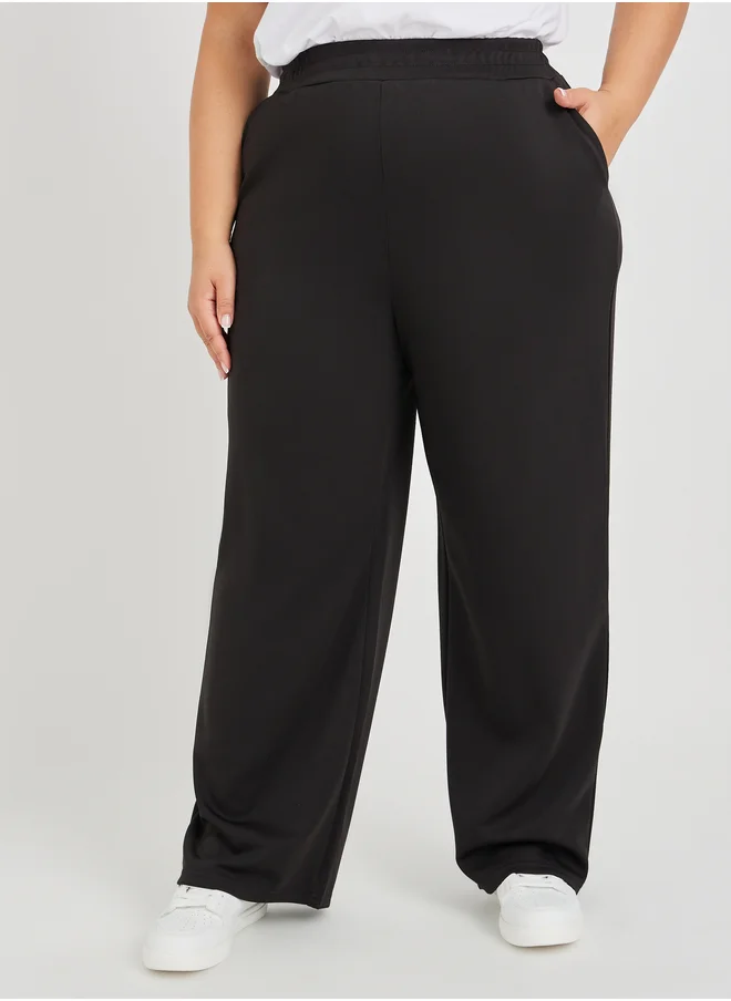 Styli Styli Plus Size Solid Wide Leg Joggers