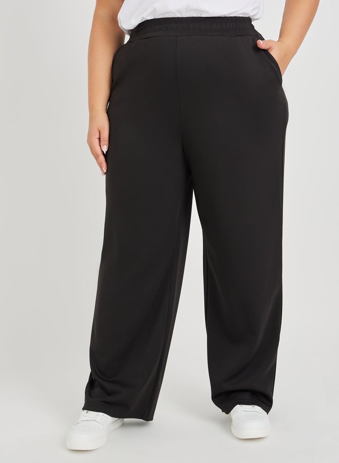Styli Styli Plus Size Solid Wide Leg Joggers  - Image 2