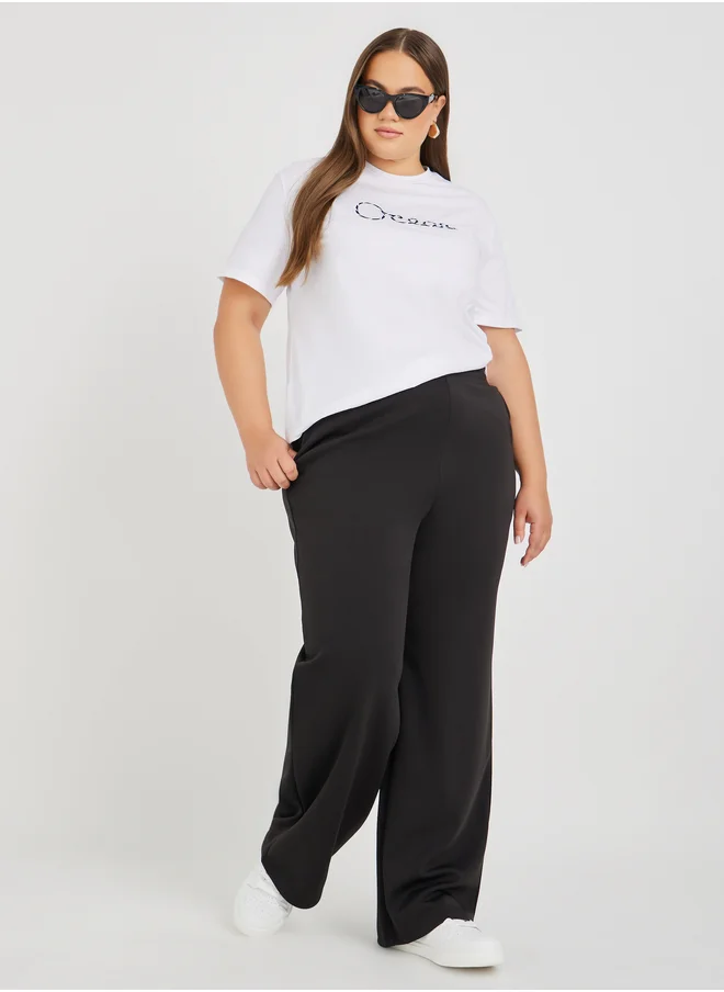 Styli Styli Plus Size Solid Wide Leg Joggers