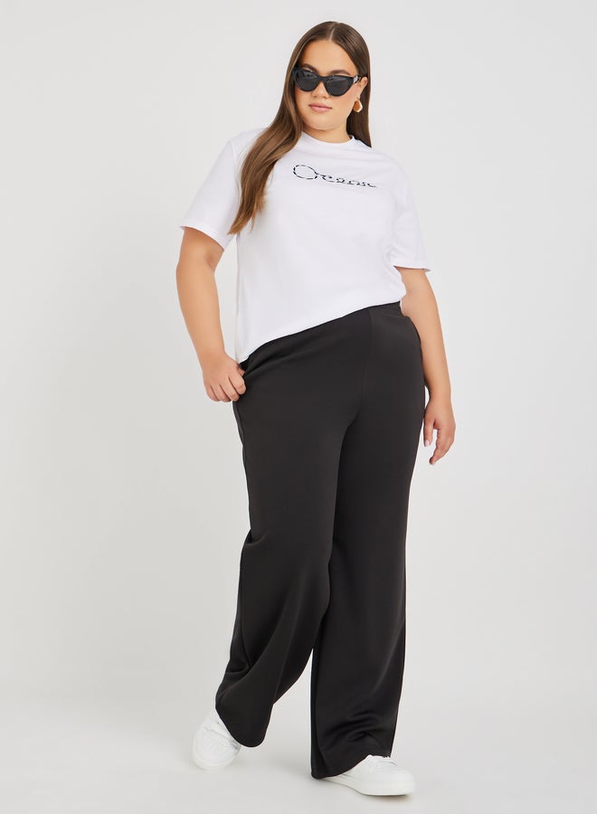 Styli Styli Plus Size Solid Wide Leg Joggers  - Image 1