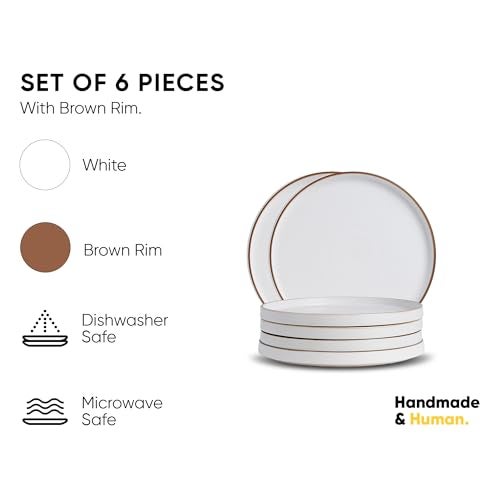 Shay Ceramic Dinner Plates Set, 6 Pieces, Grey Japandi Series | Matte Finish | Premium Stoneware | Porcelain Plates | Set of 6 Plates for Dinner (Japandi Dinner Plates - Grey) - Image 2