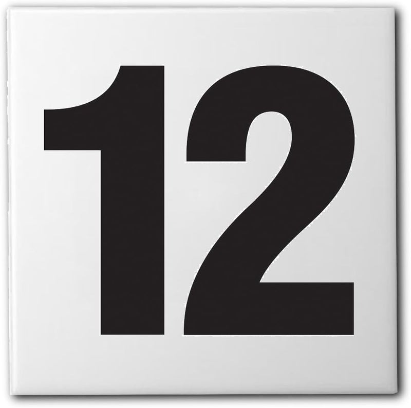 Aquatic Custom Tile Ceramic Swimming Pool Waterline Depth Marker " 12" Smooth Finish, 4 inch Font - Image 1