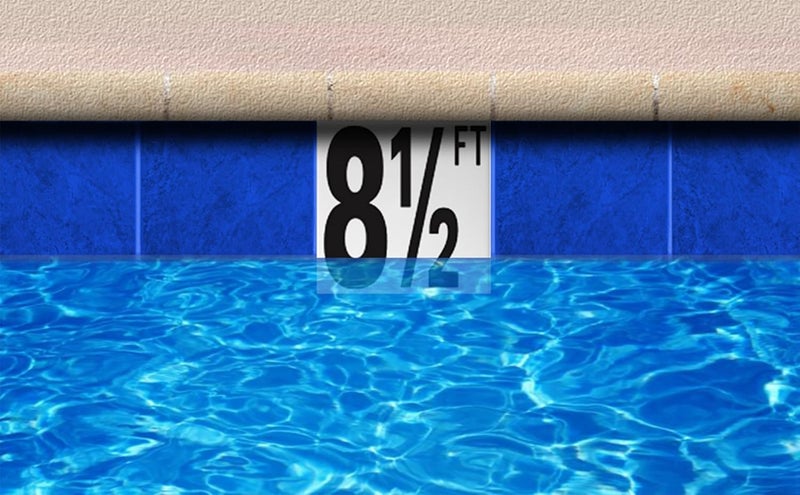 Aquatic Custom Tile Ceramic Swimming Pool Waterline Depth Marker " 12" Smooth Finish, 4 inch Font - Image 2