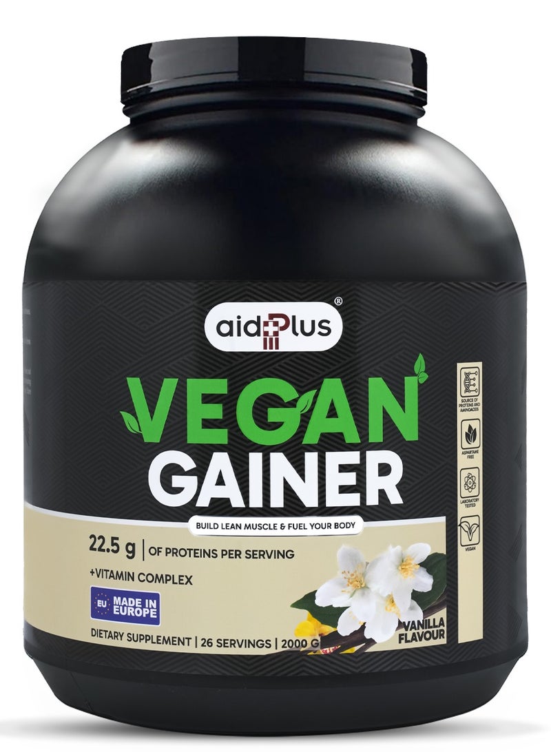 AID PLUS Vegan Gainer Vanilla 2000g | 75g Plant-Based Protein | High-Energy Vegan Weight Gainer | Muscle Gain Supplement | Gluten-Free, Dairy-Free, Soy-Free - Image 1