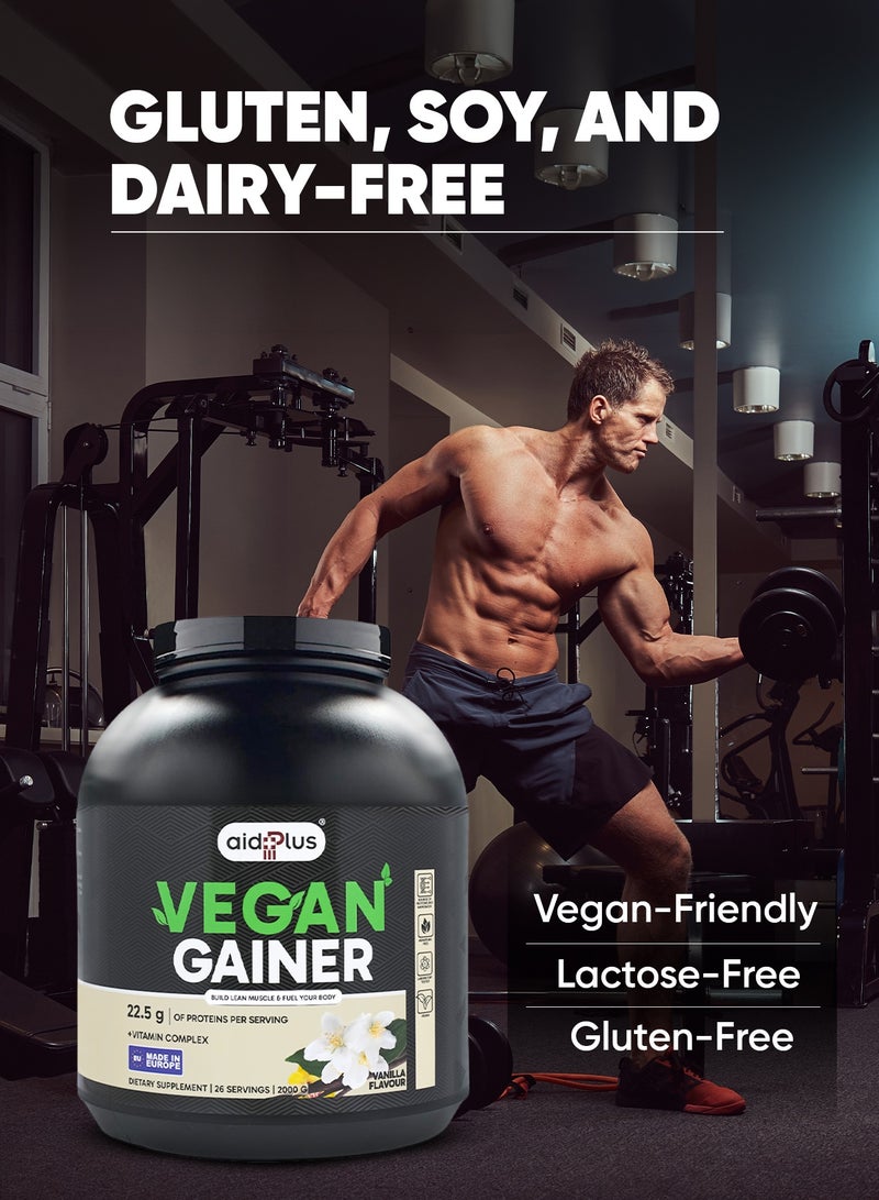AID PLUS Vegan Gainer Vanilla 2000g | 75g Plant-Based Protein | High-Energy Vegan Weight Gainer | Muscle Gain Supplement | Gluten-Free, Dairy-Free, Soy-Free - Image 5
