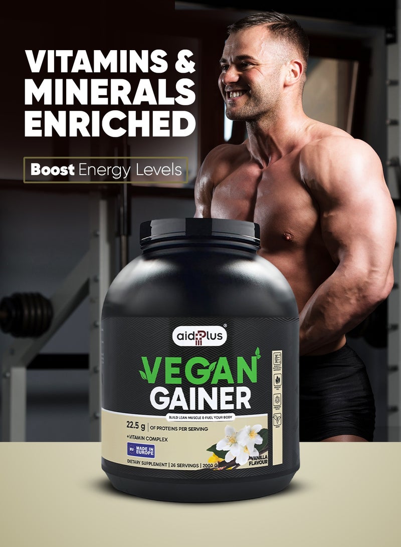 AID PLUS Vegan Gainer Vanilla 2000g | 75g Plant-Based Protein | High-Energy Vegan Weight Gainer | Muscle Gain Supplement | Gluten-Free, Dairy-Free, Soy-Free - Image 4