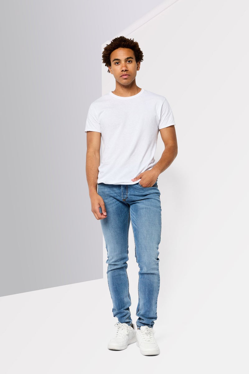 DIESEL جينز دنيم ضيق للرجال، مغسول، أزرق - Image 4