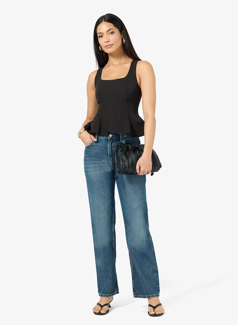 ONLY Strap Detail Peplum Top - Image 4