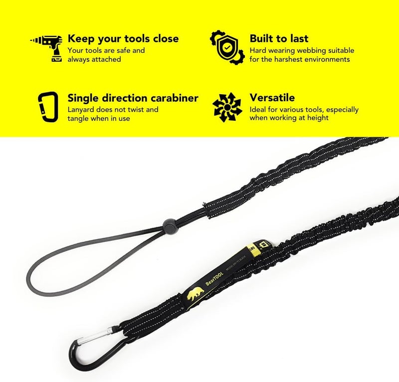 BearTOOLS Tool Safety Lanyard with Carabiner, Adjustable Loop | 3 ft, Max Load 8kg / 17lbs | Tough and Durable, Use for Working at Height - Scaffolding, Construction, Tree Work, Window Cleaning (10) - Image 3