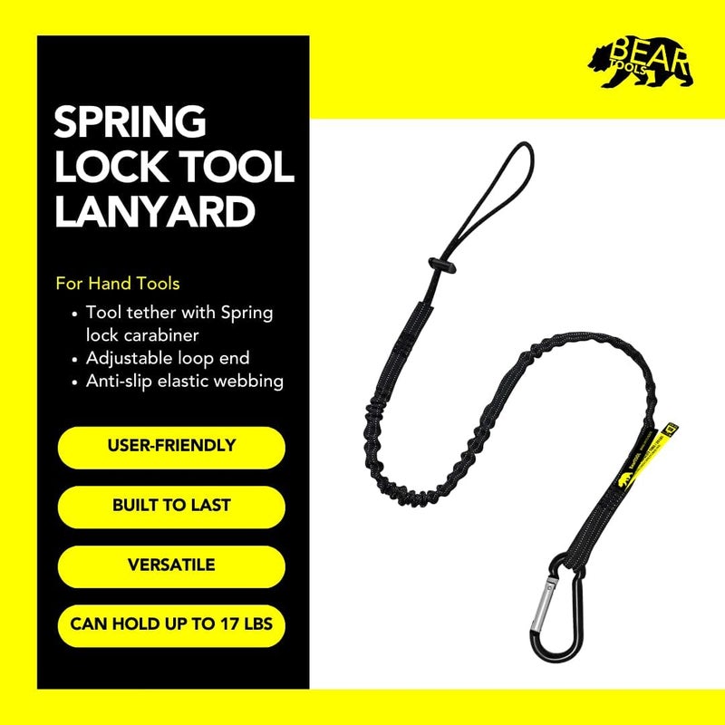 BearTOOLS Tool Safety Lanyard with Carabiner, Adjustable Loop | 3 ft, Max Load 8kg / 17lbs | Tough and Durable, Use for Working at Height - Scaffolding, Construction, Tree Work, Window Cleaning (10) - Image 2