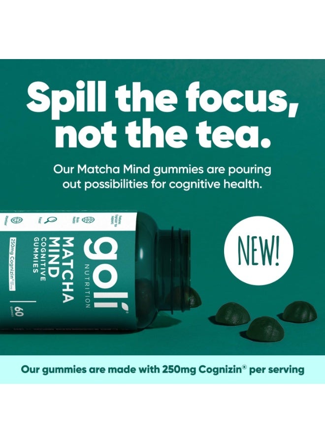 Goli Matcha Mind Gummies - Pack of 60 - Green Tea Leaf Powder with Cognizine for Focus, Attention and Brain Health, Vegan, GMO Free, Gluten Free and Gelatin Free - Image 5