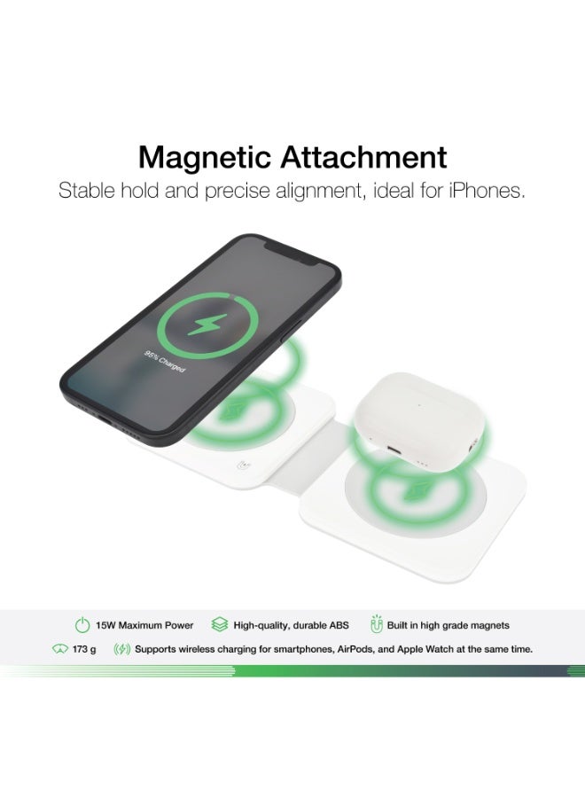 DVICED 2-in-1 Foldable magnetic wireless charger - White - Image 3