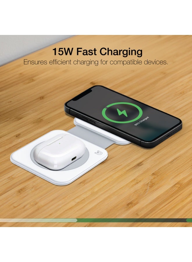 DVICED 2-in-1 Foldable magnetic wireless charger - White - Image 5
