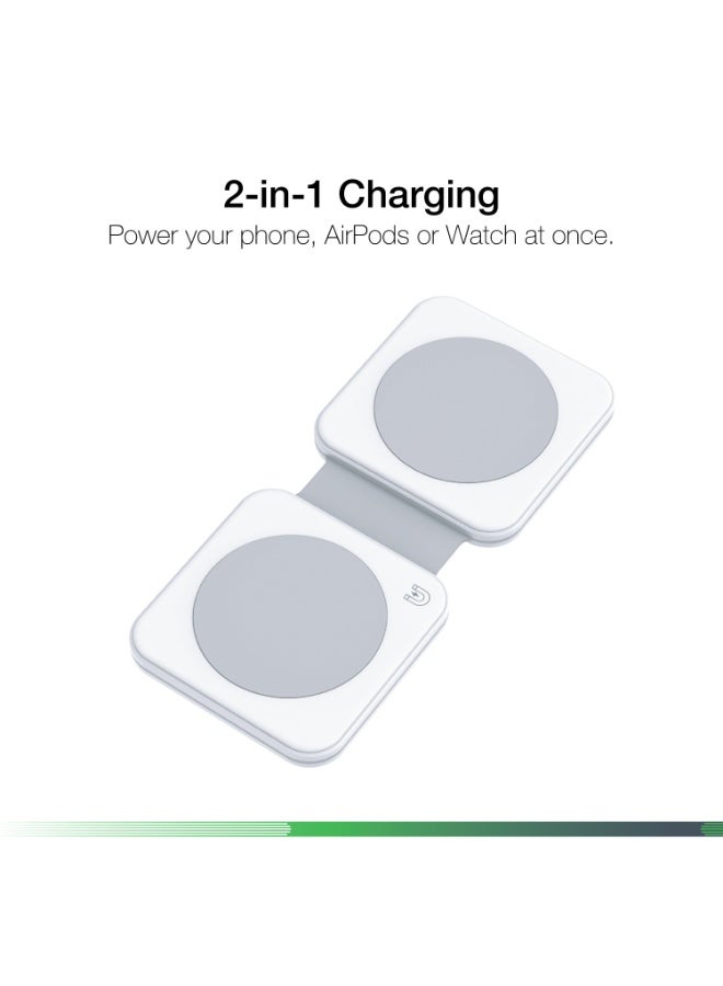DVICED 2-in-1 Foldable magnetic wireless charger - White - Image 2