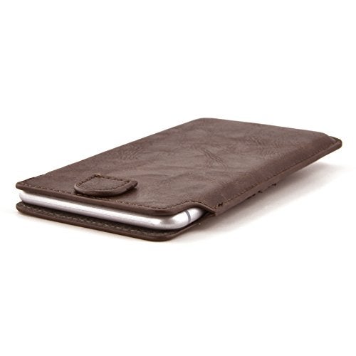 Dockem Provincial Wallet Sleeve for iPhone 11-15 Pro Max, 14-16 Plus, XS Max, 6-8 Plus (6.5/6.7 inch) – Vintage Vegan Leather Pouch Cover with 2 Card Holder Slots [Brown] - Image 4