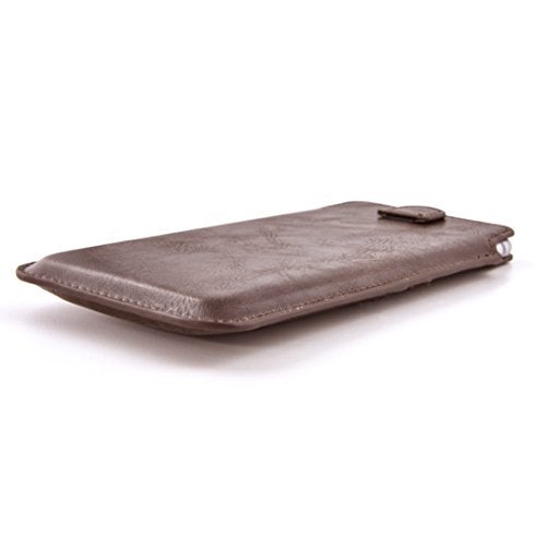 Dockem Provincial Wallet Sleeve for iPhone 11-15 Pro Max, 14-16 Plus, XS Max, 6-8 Plus (6.5/6.7 inch) – Vintage Vegan Leather Pouch Cover with 2 Card Holder Slots [Brown] - Image 5