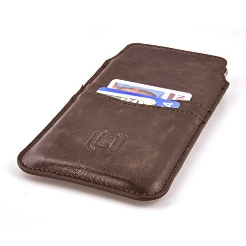 Dockem Provincial Wallet Sleeve for iPhone 11-15 Pro Max, 14-16 Plus, XS Max, 6-8 Plus (6.5/6.7 inch) – Vintage Vegan Leather Pouch Cover with 2 Card Holder Slots [Brown] - Image 2