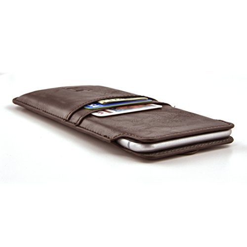 Dockem Provincial Wallet Sleeve for iPhone 11-15 Pro Max, 14-16 Plus, XS Max, 6-8 Plus (6.5/6.7 inch) – Vintage Vegan Leather Pouch Cover with 2 Card Holder Slots [Brown] - Image 3