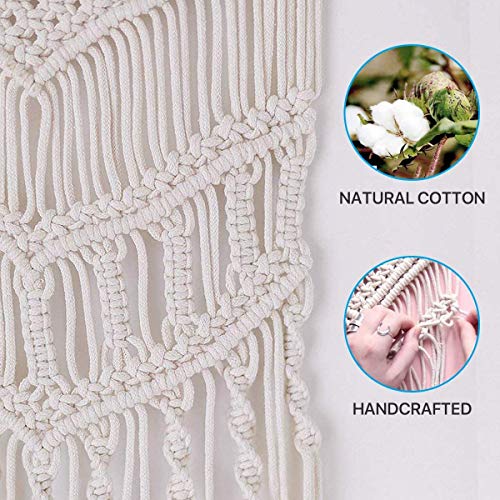 ecofynd Cotton Boho Bohemian Nordic Woven Wall Hanging Tapestry Hippie Beautiful Geometric Art (W019, Beige, Medium, Abstract) - Image 2