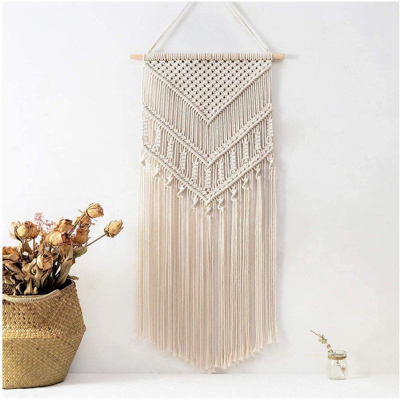ecofynd Cotton Boho Bohemian Nordic Woven Wall Hanging Tapestry Hippie Beautiful Geometric Art (W019, Beige, Medium, Abstract) - Image 4
