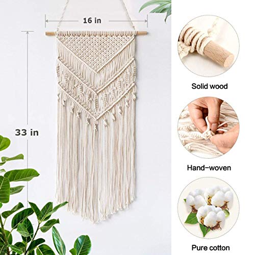 ecofynd Cotton Boho Bohemian Nordic Woven Wall Hanging Tapestry Hippie Beautiful Geometric Art (W019, Beige, Medium, Abstract) - Image 3