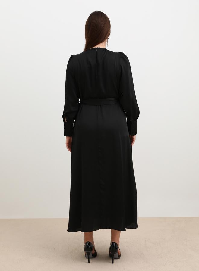 مودانيسا فستان طويل بمقاس كبير بتفاصيل ربطة - Image 5