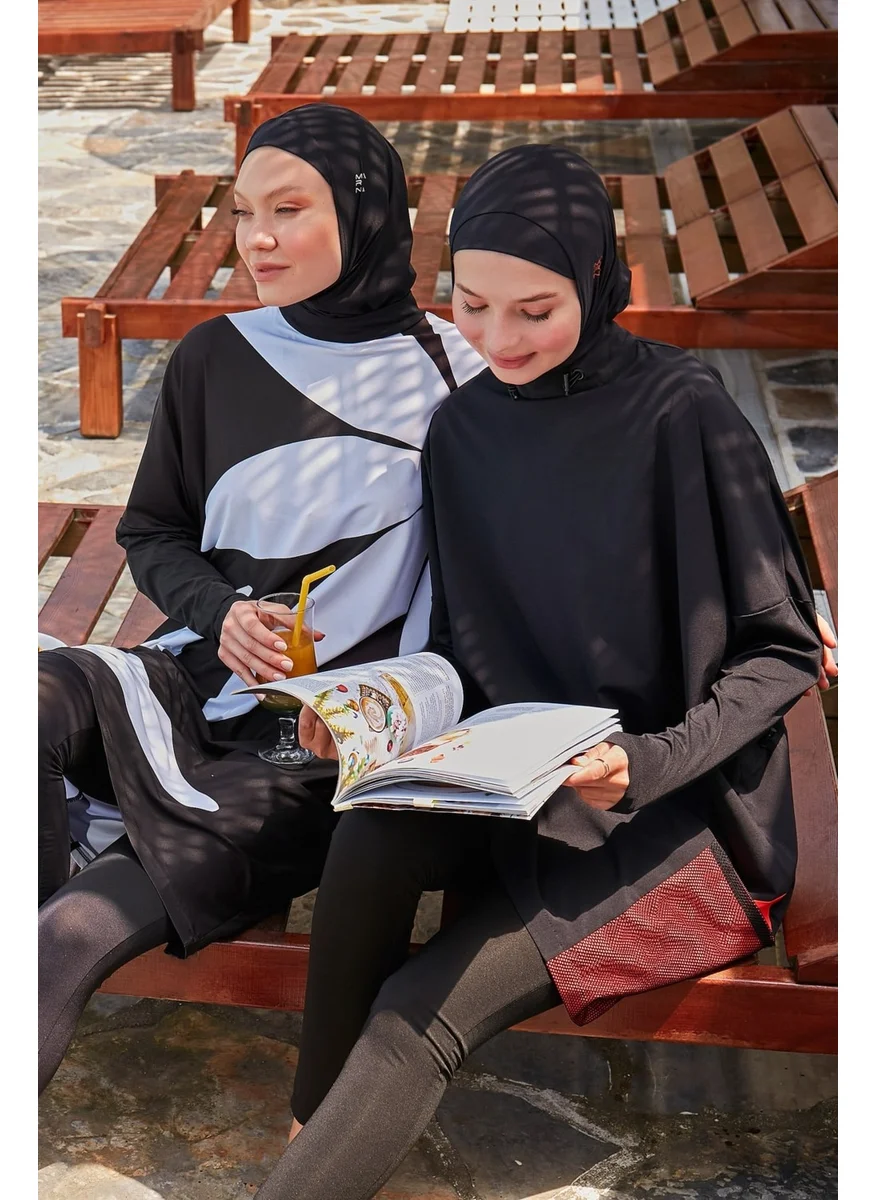 Marina Parachute Black Fully Covered Hijab Swimsuit M2323