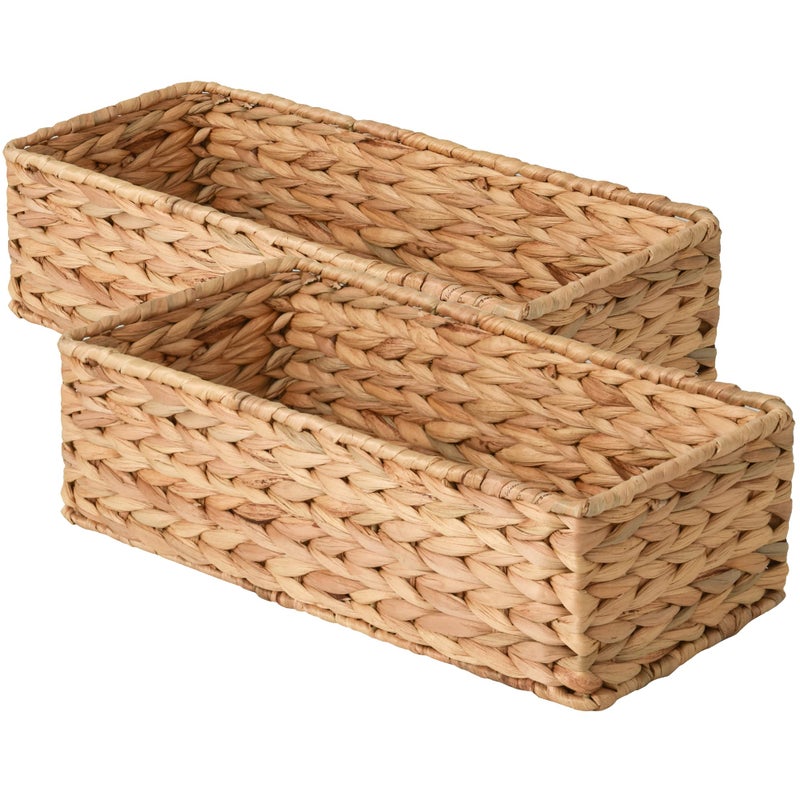 StorageWorks Toilet Tank Basket for Bathroom Water Hyacinth Storage Baskets for Toilet Tank Top 2Pack