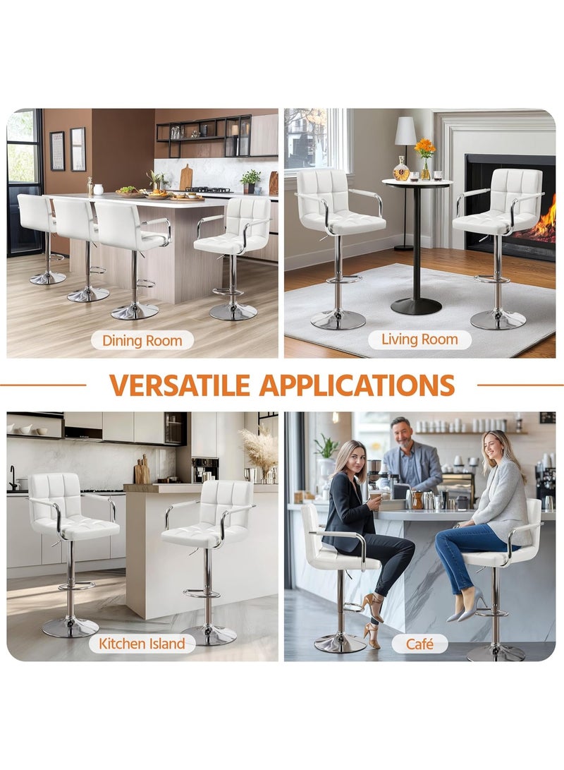 1 Pc ,Kitchen Leather PU Contoured Back Bar Stool Cafe High Bar Chair - Image 2