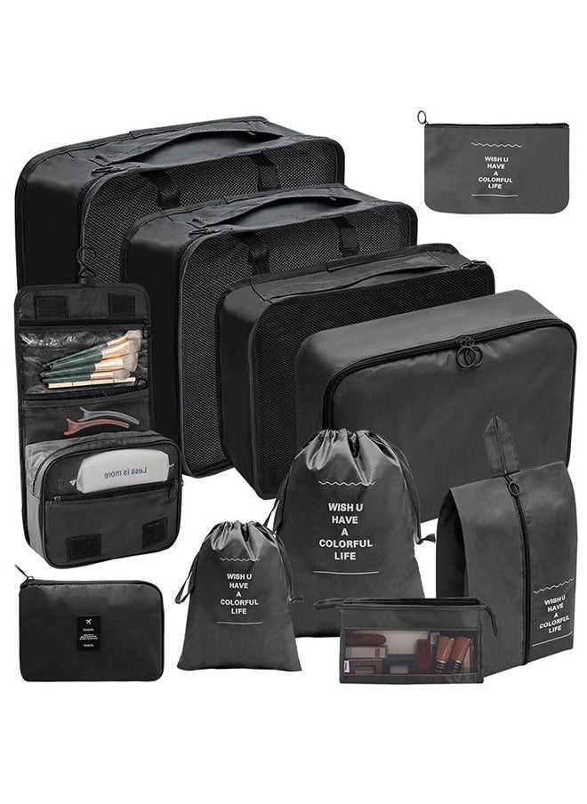 Generic 11 Set Packing Cubes for Suitcases, Travel Essentials for Carry on, Luggage Organizer Bags Set for Travel Accessories , Black  - Image 1