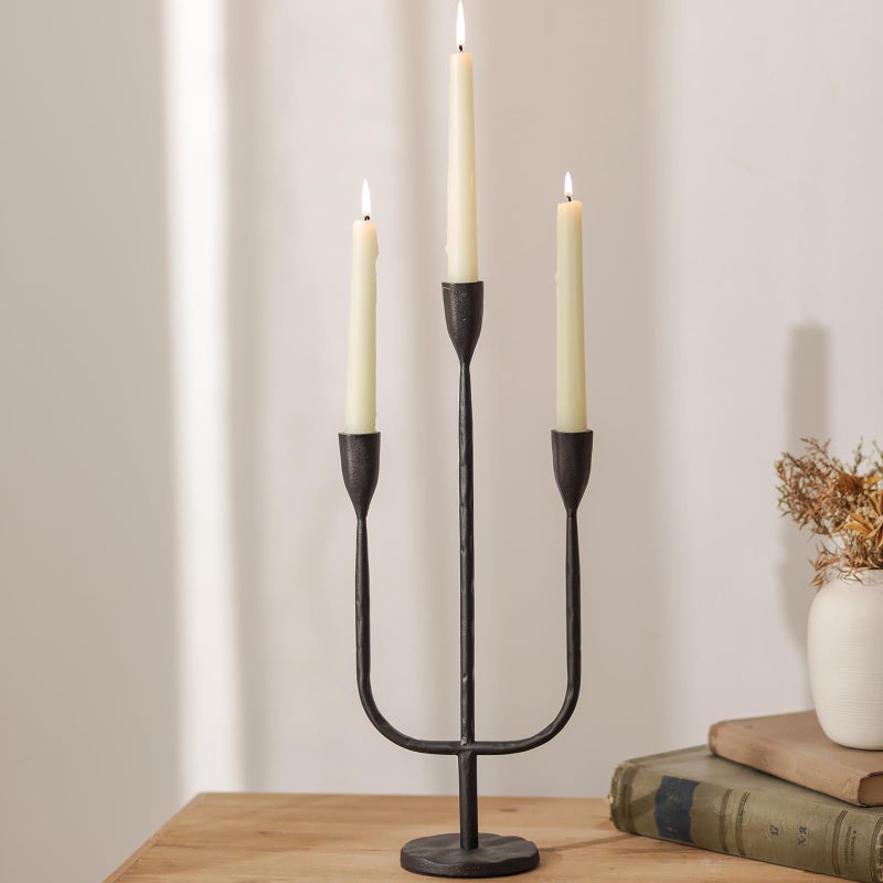 Romadedi Candelabra Balck Candlestick Holders Taper Candle Holders Metal Tall Vintage Candle Holders Christmas Iron for Table Centerpiece Antique Decor Fireplace Decorative Mantle - Image 2