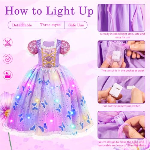 Meland Princess Dresses for Girls - Light Up Princess Costume for Little Girls, Halloween Costumes for Toddler Age 3-10, Birthday Gift for Girl (9-10 Years) - Image 4