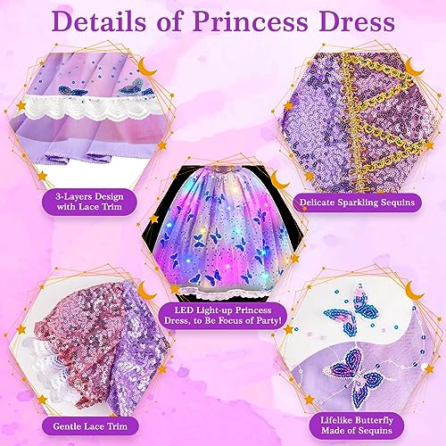 Meland Princess Dresses for Girls - Light Up Princess Costume for Little Girls, Halloween Costumes for Toddler Age 3-10, Birthday Gift for Girl (9-10 Years) - Image 2