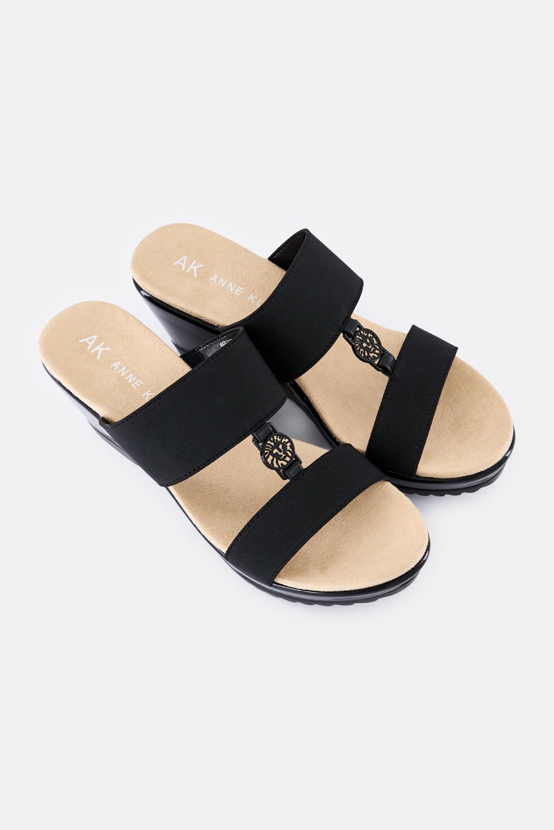 ANNE KLEIN صنادل نسائية سهلة الارتداء، سوداء - Image 2
