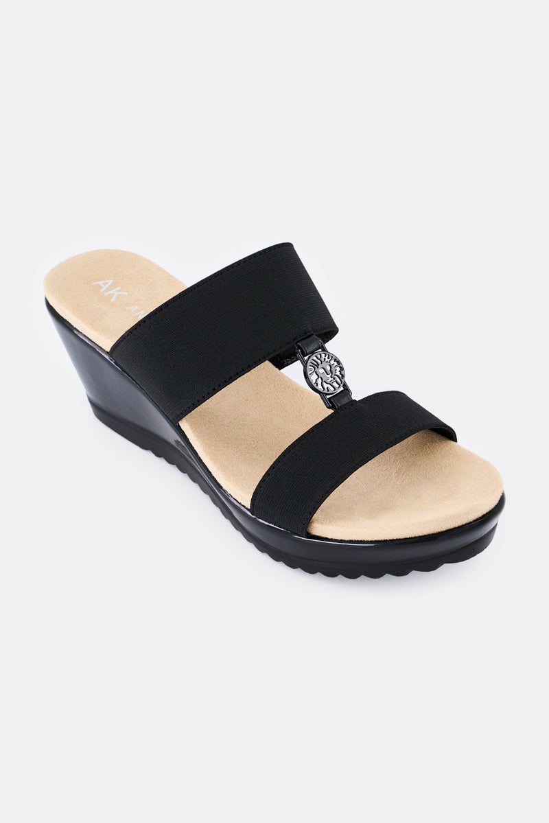 ANNE KLEIN صنادل نسائية سهلة الارتداء، سوداء - Image 1