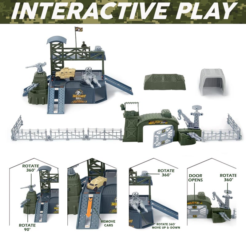 WASAiKA Military Base Toy Sets, Army Men Action Figures, Airplane Toy, Tank, Helicopter, Vehicles Accessories and Base Play Map, Birthday Gift Toys for Boys - Image 2
