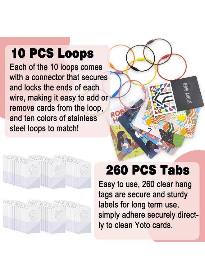 xcivi xcivi Card Holder for Yoto Audio Player, Designed for Yoto Cards Rings and Tabs 260PCS Self Adhesive Tabs with 10 Loops, Kids Travel Carrier of Yoto Card Accessories  - Image 3
